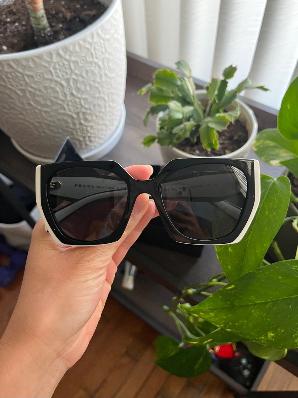 Prada Black and White Oversized Square Sunglasses